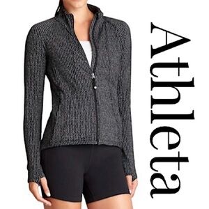 Athleta “Heartbeat Hope” Full-Zip Athletic Jacket Gray Black Stretch M